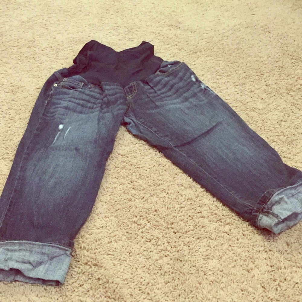 Capri length maternity denim jeans